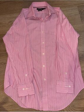 Ralph Lauren Men's Button Down Dress Shirt Classic Fit, Pink, Size 16 32/33